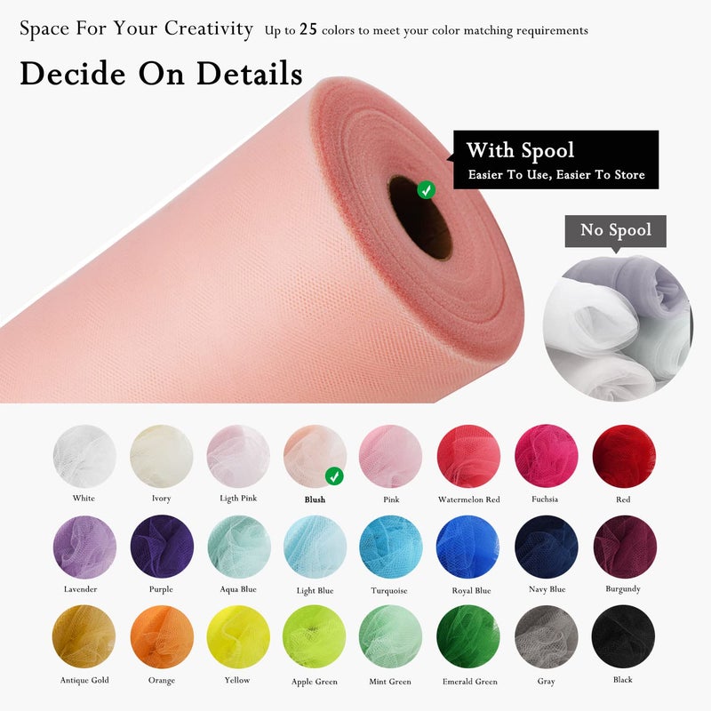 IONTACH Blush Tulle Fabric Rolls 54 Inch by 40 Yards Tulle Bolt Spool for Wedding Decorations DIY Tutu Baby Shower Table Skirt Ceiling Decor Birthday Party Craft Supplies - Image 3